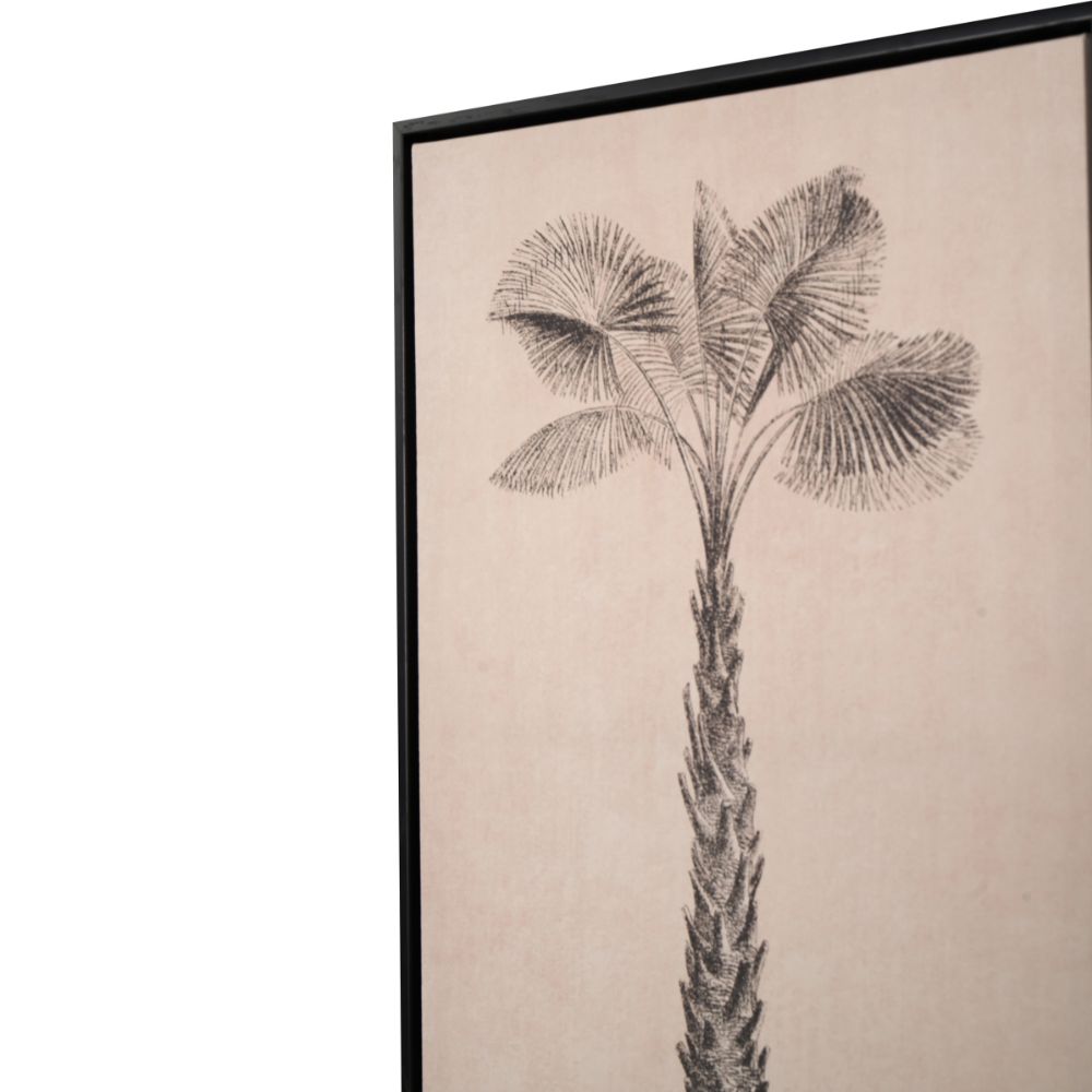 Canvases Natural and Black Palm Tree Print with Black Frames (Set of 3)