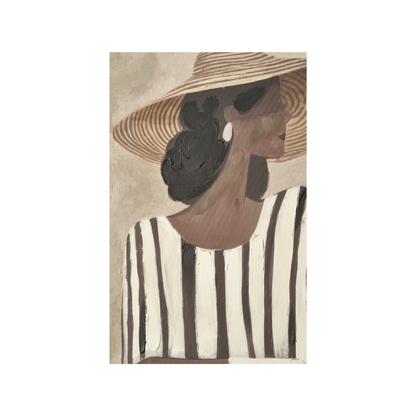 Striped Dress Lady Design Canvas with Natural Frame