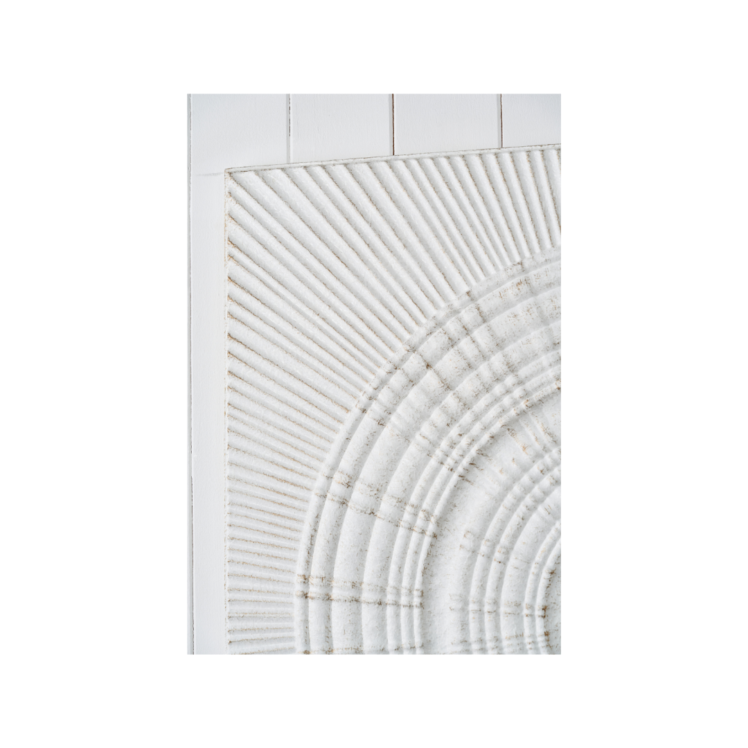 Antique White Moulded Metal Circle Wall Art
