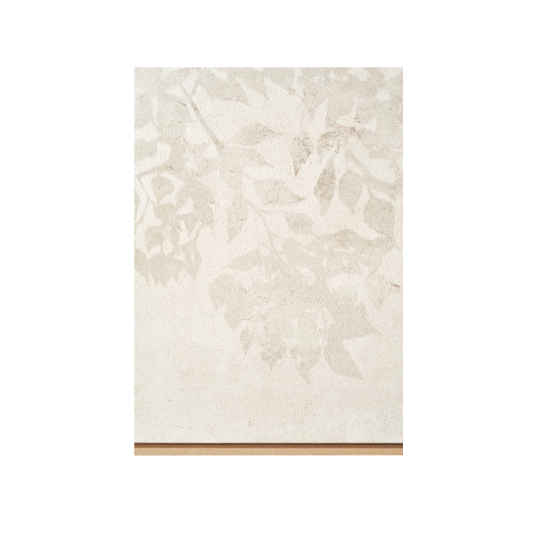 White and Natural Floral Square Canvas with Natural Frame