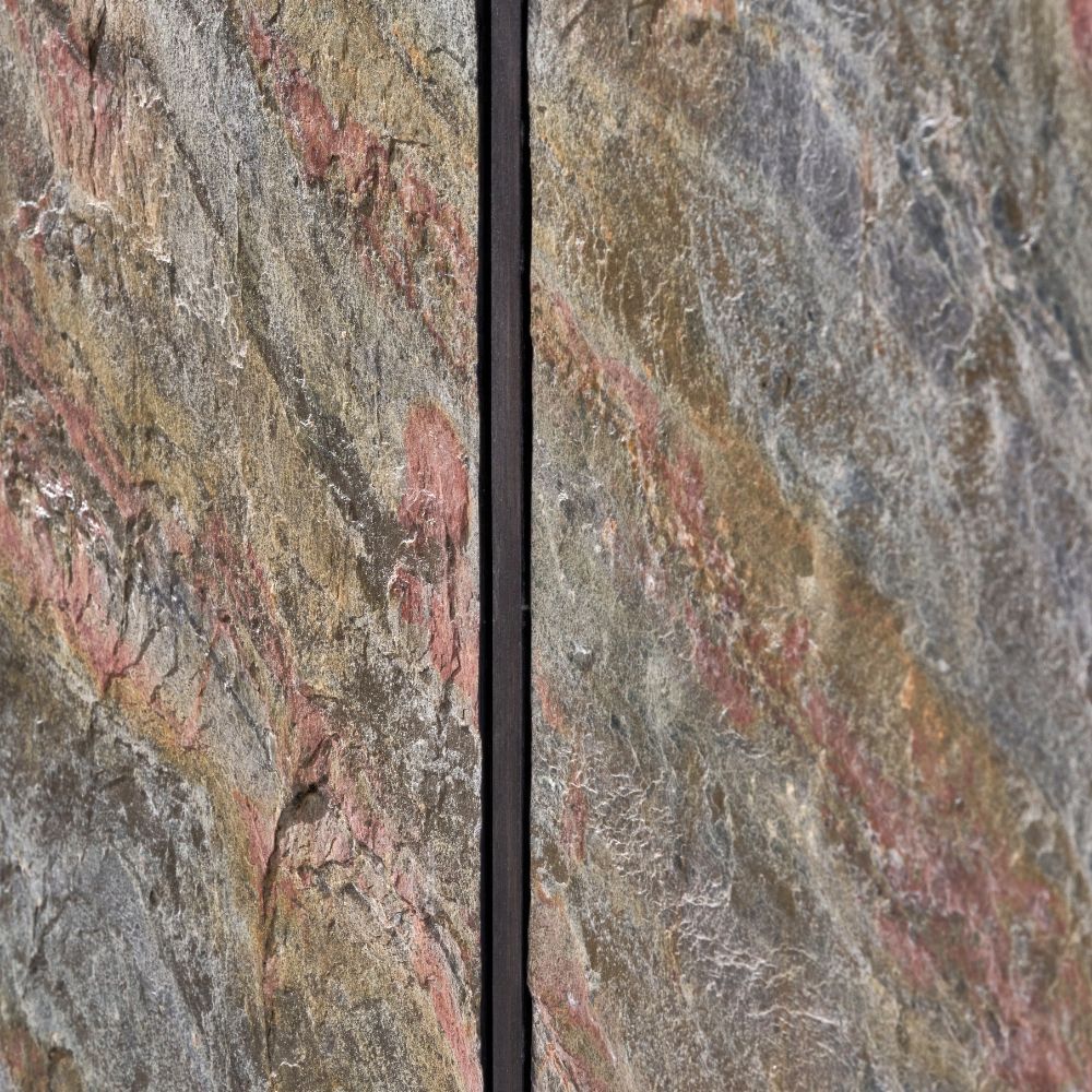 Verde Black Mango Wood and Stone Veneer 4 door Sideboard