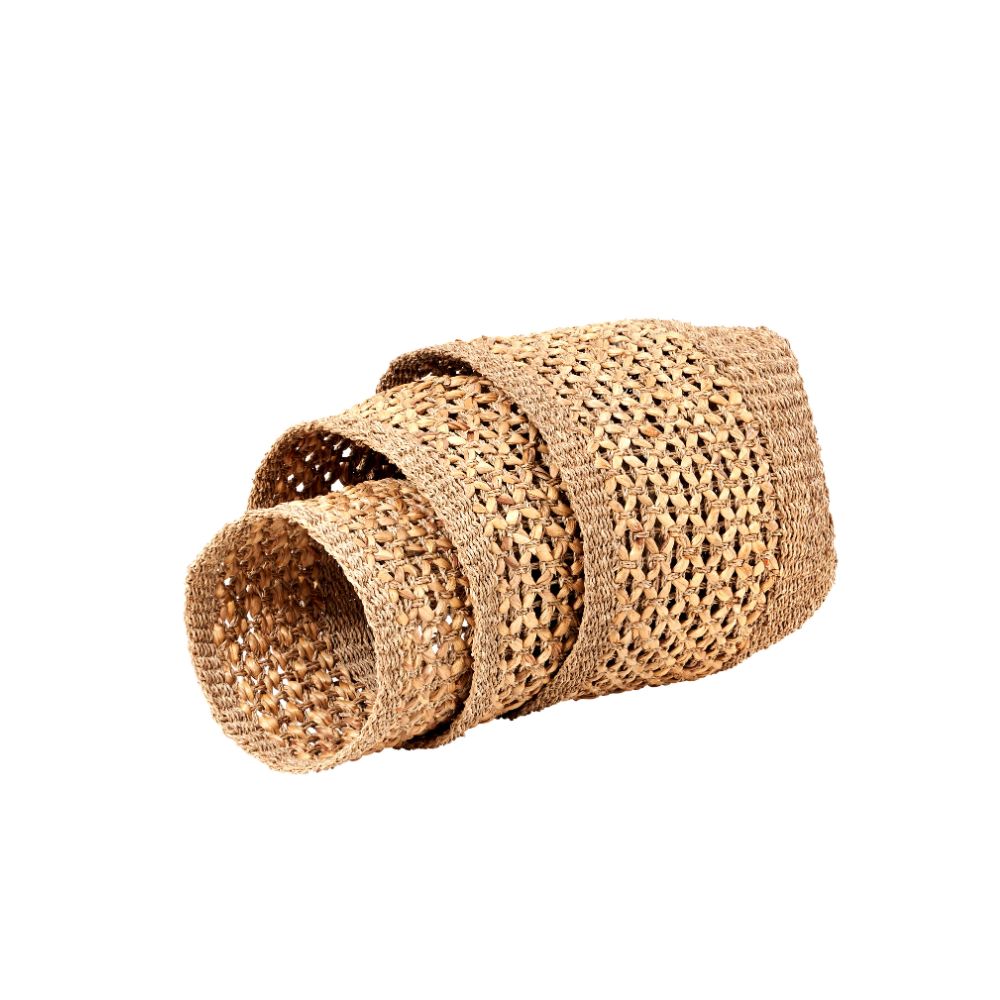Seagrass and Water Hyacinth Tall Round Baskets (Set of 3)