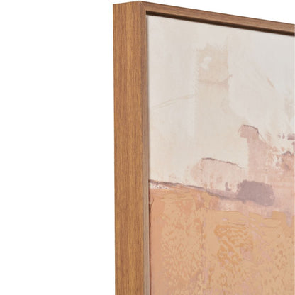 Abstract Square Canvas White and Terracotta with Oak Effect Frame