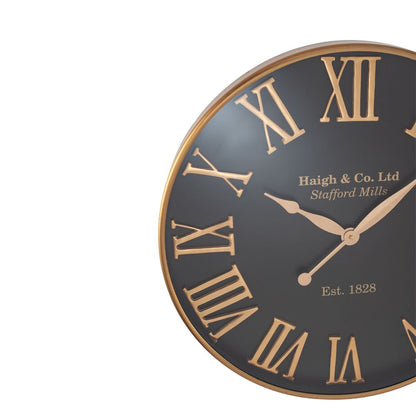 Metal Antique Gold and Black Wall Clock