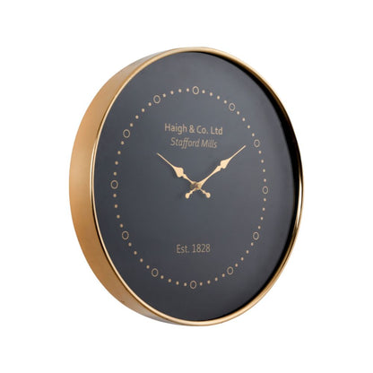 Metal Black Face and Antique Brass Wall Clock
