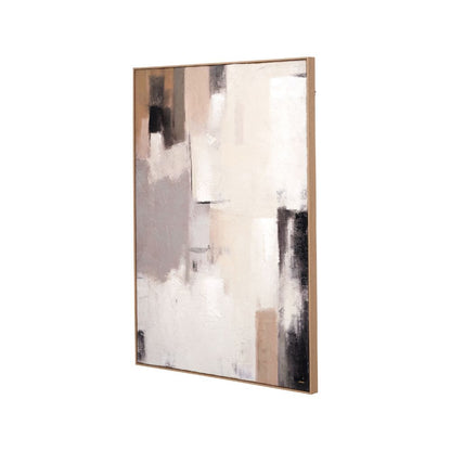 Canvas Natural and Grey Textured Abstract with Natural Frame