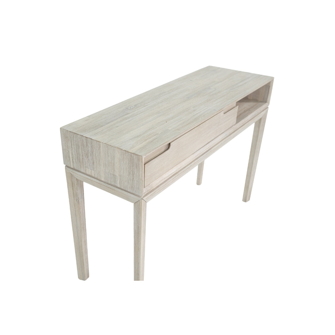 Gio White Sand Acacia Wood 1 Drawer Console Table