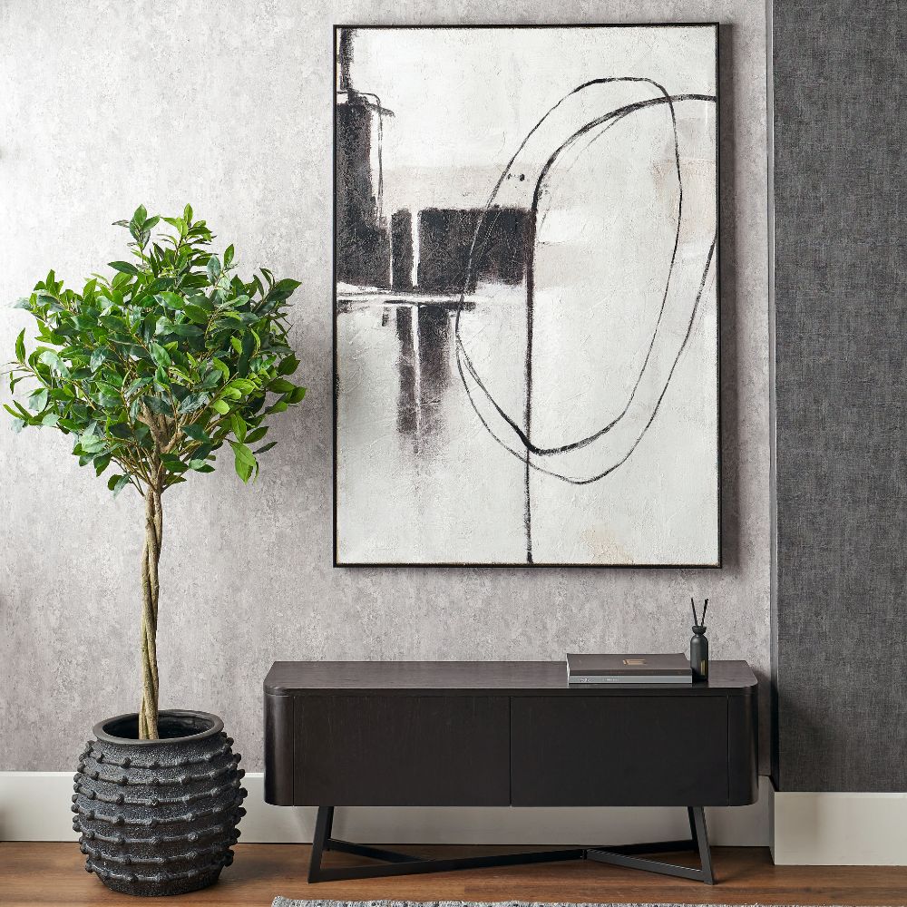Canvas Monochrome Abstract with Black Frame