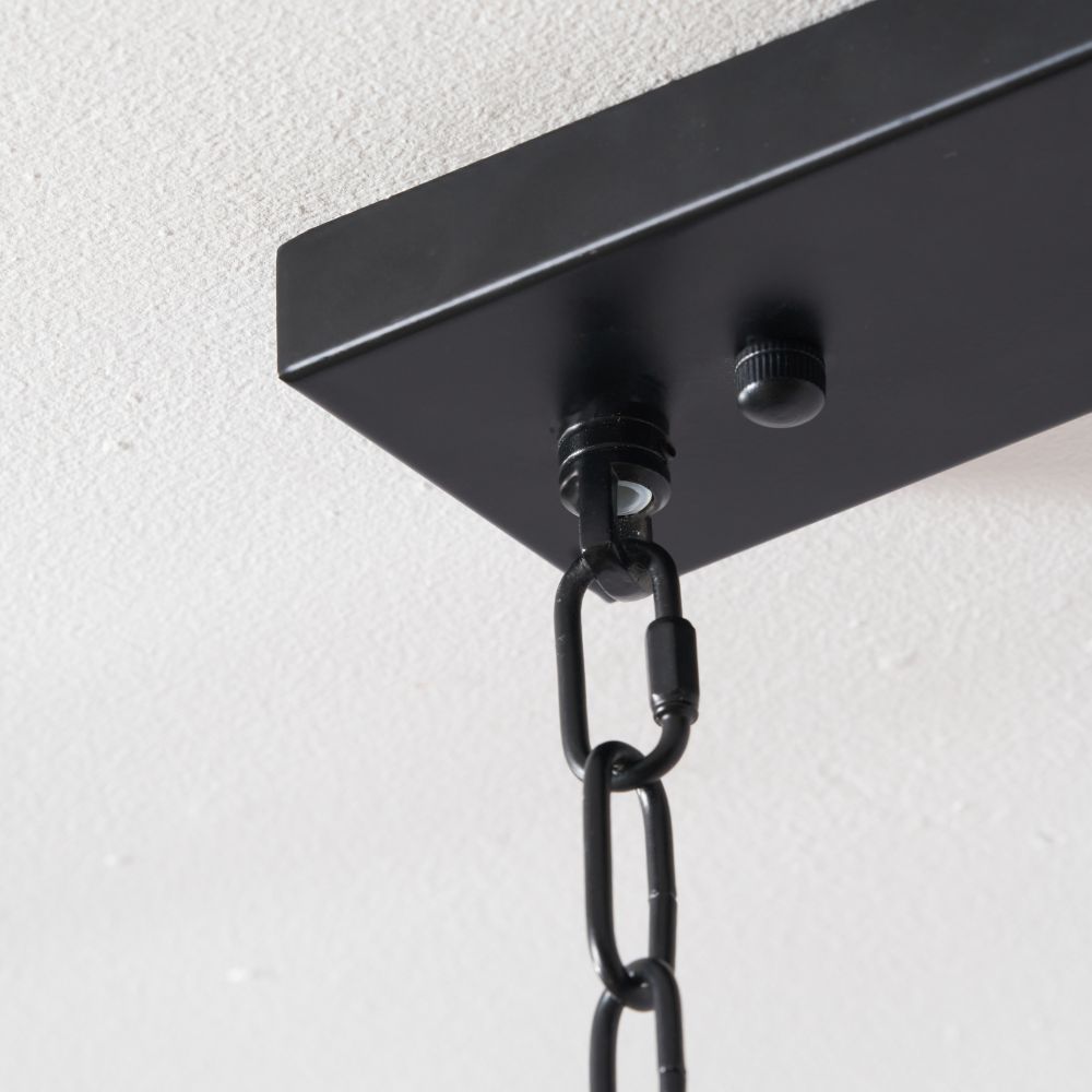 Llewellyn Matte Black Metal and Glass 4 Bulb Pendant