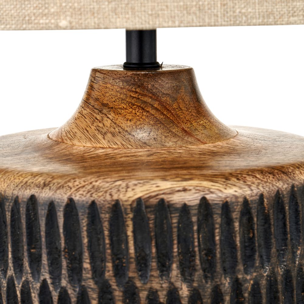 Alaric Mango Wood Antique Black Wash Table Lamp
