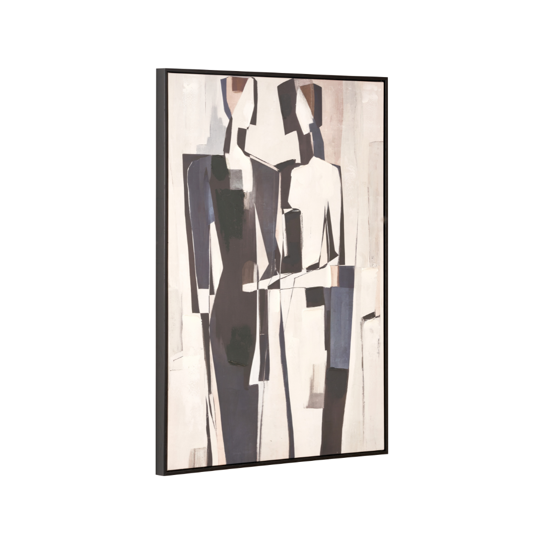 Monochrome Abstract People Canvas with Black Frame