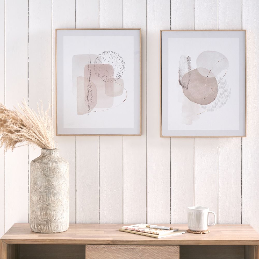Canvases Natural Abstract with Natural Frame (Set of 2)