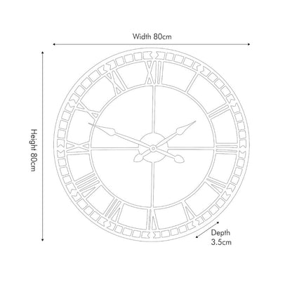 Metal Black Round Wall Clock Large