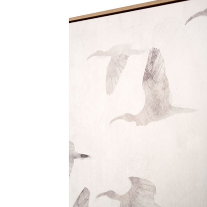 Birds Canvases Natural and White with Natural Frames (Set of 3)