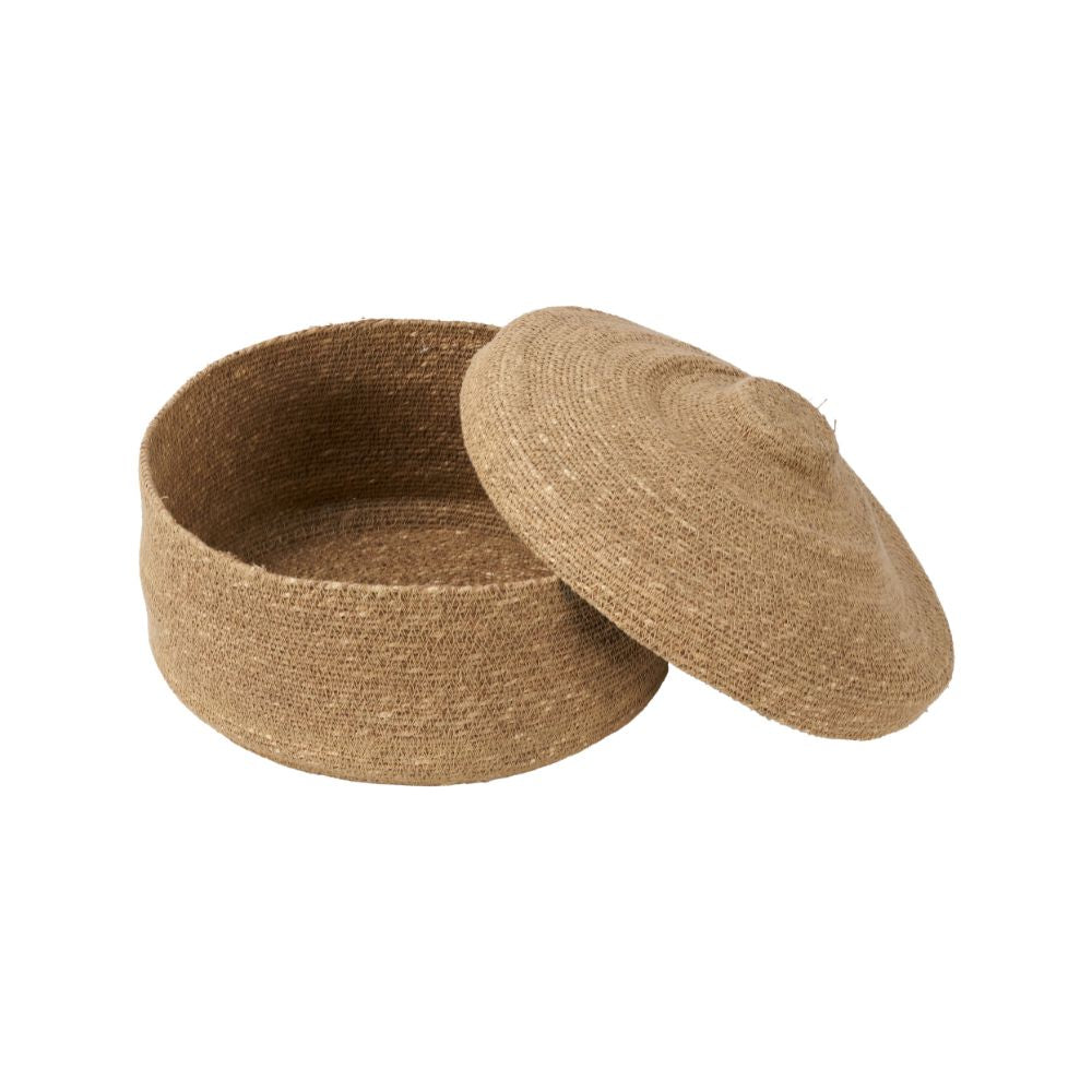 Seagrass Natural Lidded Round Basket