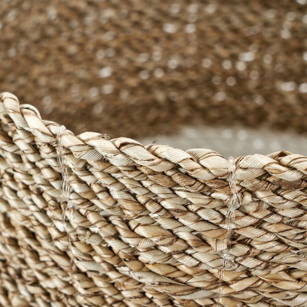 Banana Leaf Two Tone Natural and White Baskets (Set of 2)