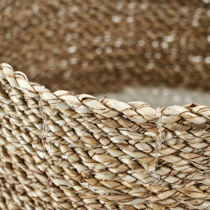 Banana Leaf Two Tone Natural and White Baskets (Set of 2)