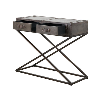 Adriano Peppercorn Leather Console Table