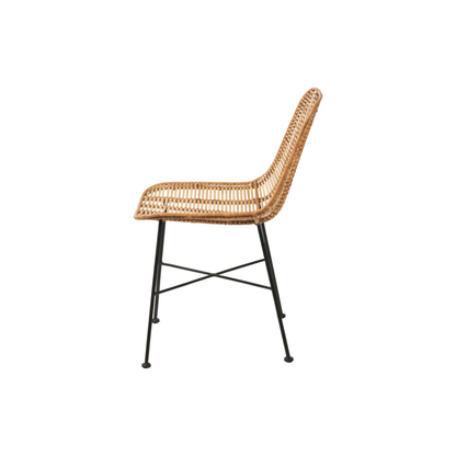 Rattan Core and Black Metal Dining Chair