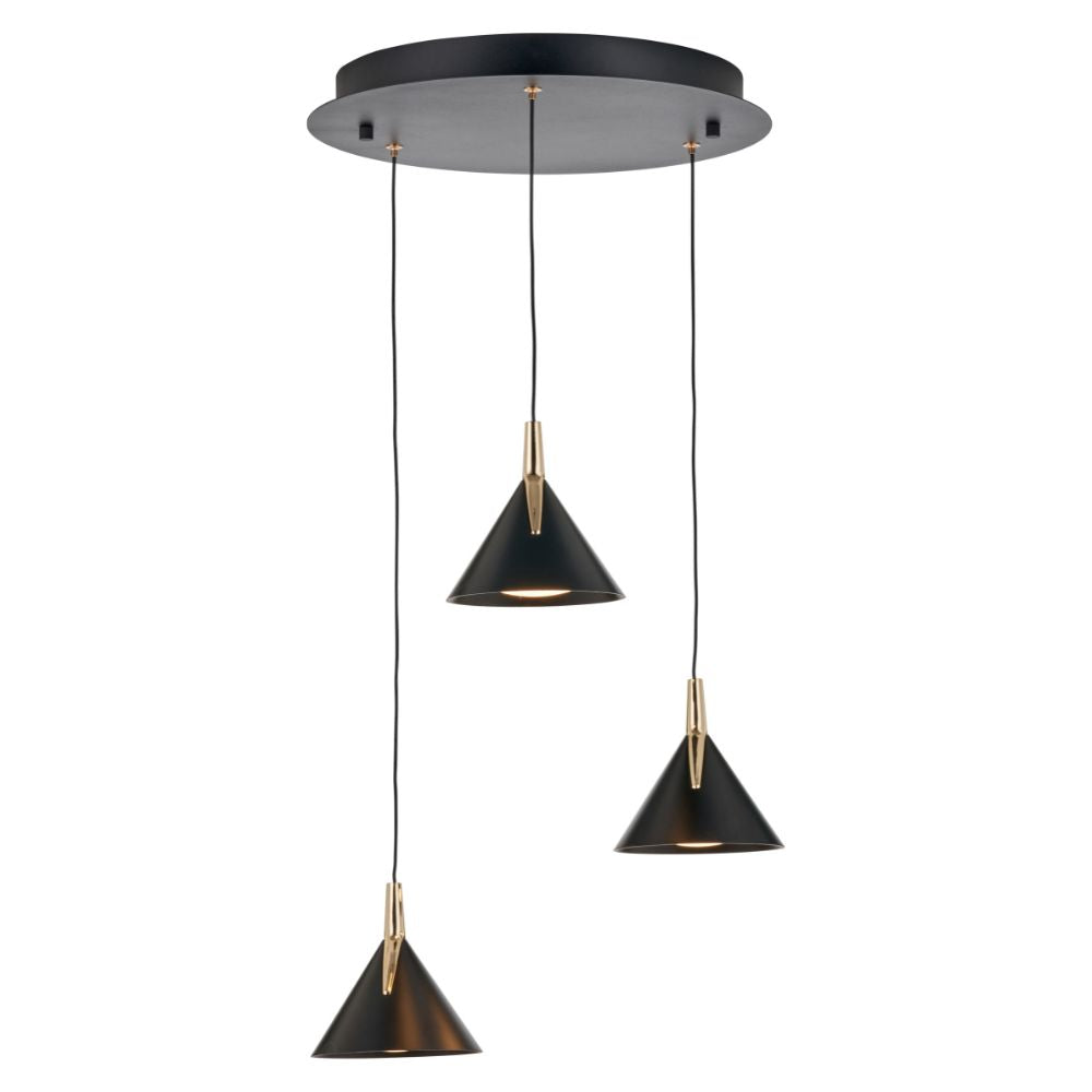 Astarion Matte Black and Gold Multi Drop LED Pendant