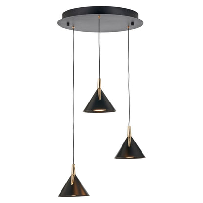 Astarion Matte Black and Gold Multi Drop LED Pendant