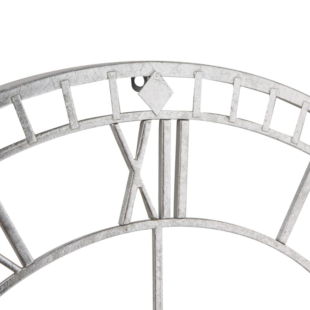 Metal Antique Silver Round Wall Clock Large