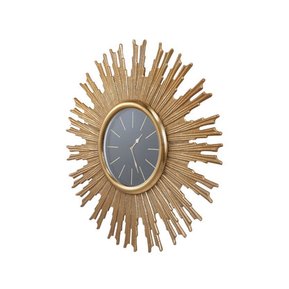 Metal Gold and Black Face Starburst Wall Clock