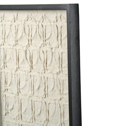 Natural Paper Circular Pattern Design with Black Frames (Set of 2)
