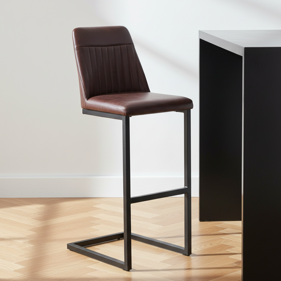 Vintage PU Leather Bar Stool (Set of 2)