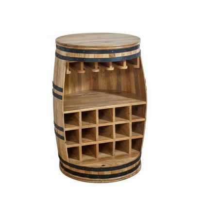 Surrey Solid Dark Wood Barrel Wine Rack