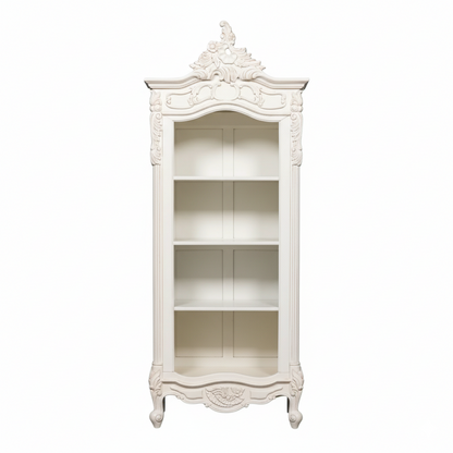 Elden White Carved Mahogany Bookcase