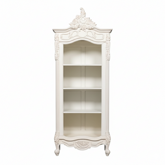 Elden White Carved Mahogany Bookcase