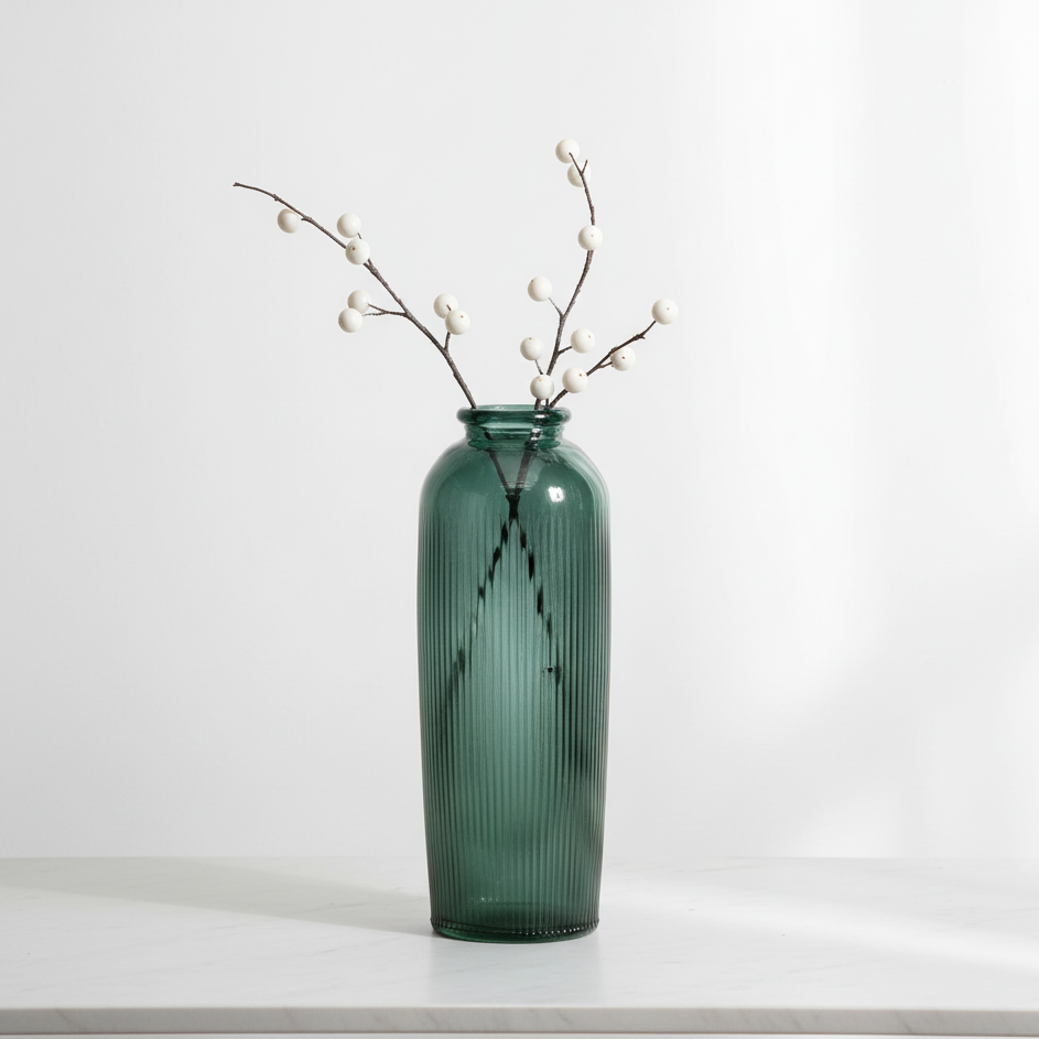 Recycled Glass Ribbed Vase Tall