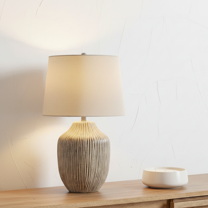 Ochre Carved Textured Table Lamp