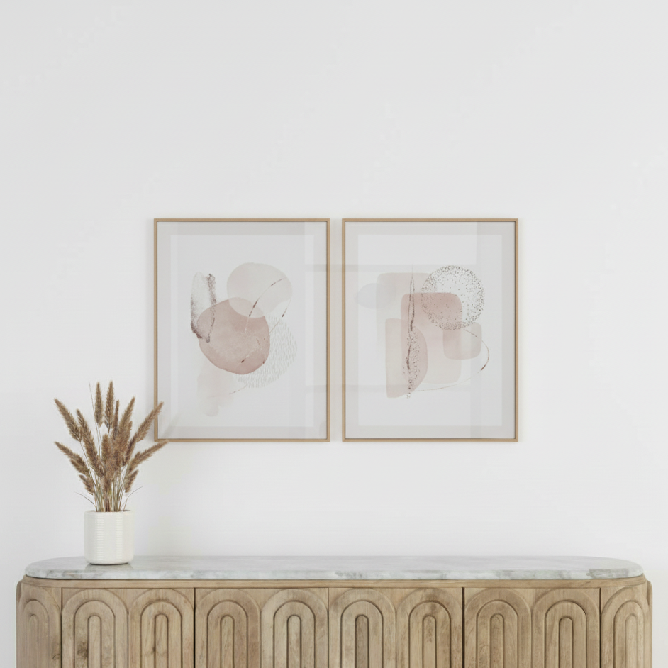 Canvases Natural Abstract with Natural Frame (Set of 2)