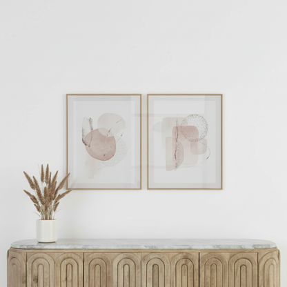 Canvases Natural Abstract with Natural Frame (Set of 2)