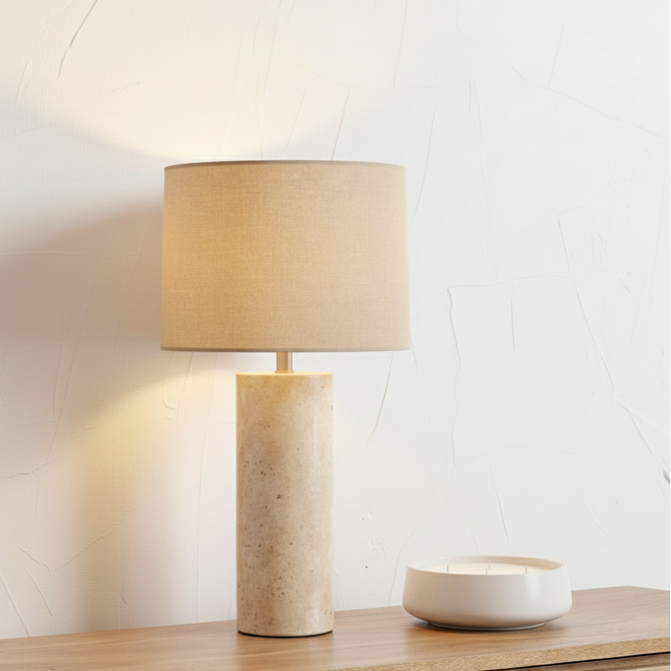 Kanoa Limestone Cylinder Table Lamp