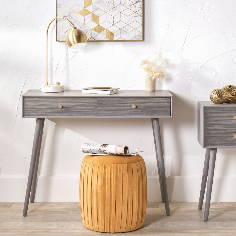 Chaya Pine Wood 2 Drawer Console Table