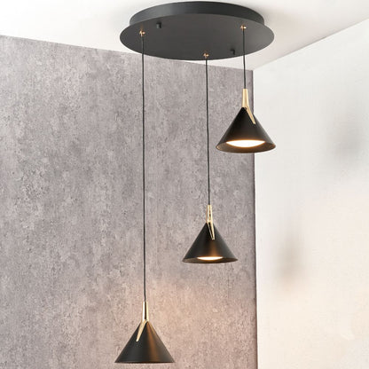 Astarion Matte Black and Gold Multi Drop LED Pendant