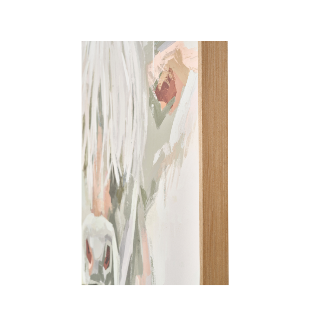 Sage and Naturals Highland Cow Canvas with Natural Frame