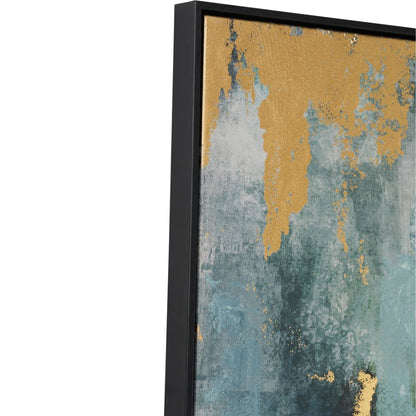 Canvas Gold and Blue Tone Abstract with Black Frame