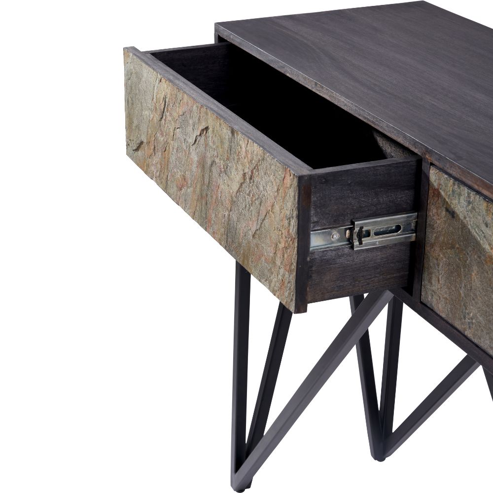 Verde Black Mango Wood 2 Drawer Console Table