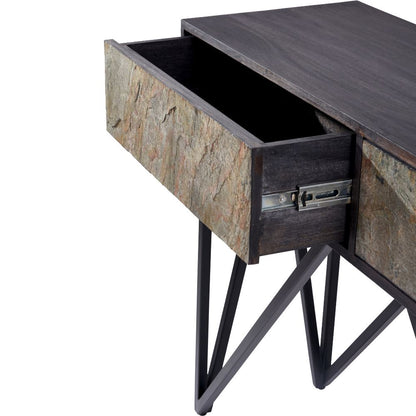 Verde Black Mango Wood 2 Drawer Console Table