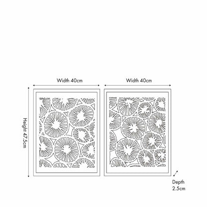 Natural Paper Cut Out Pattern Design Wall Art with Natural Frames (Set of 2)