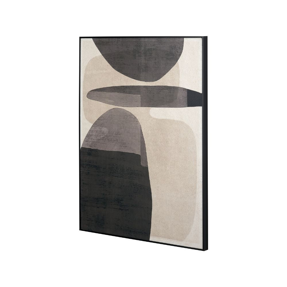 Canvas Natural and Black with Ovals Design and Black Frame