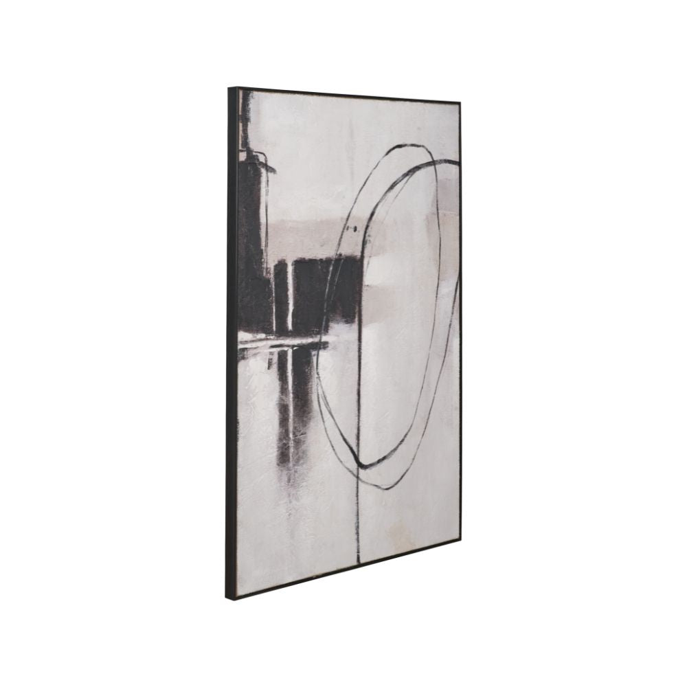 Canvas Monochrome Abstract with Black Frame