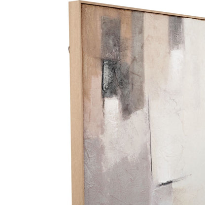 Canvas Natural and Grey Textured Abstract with Natural Frame