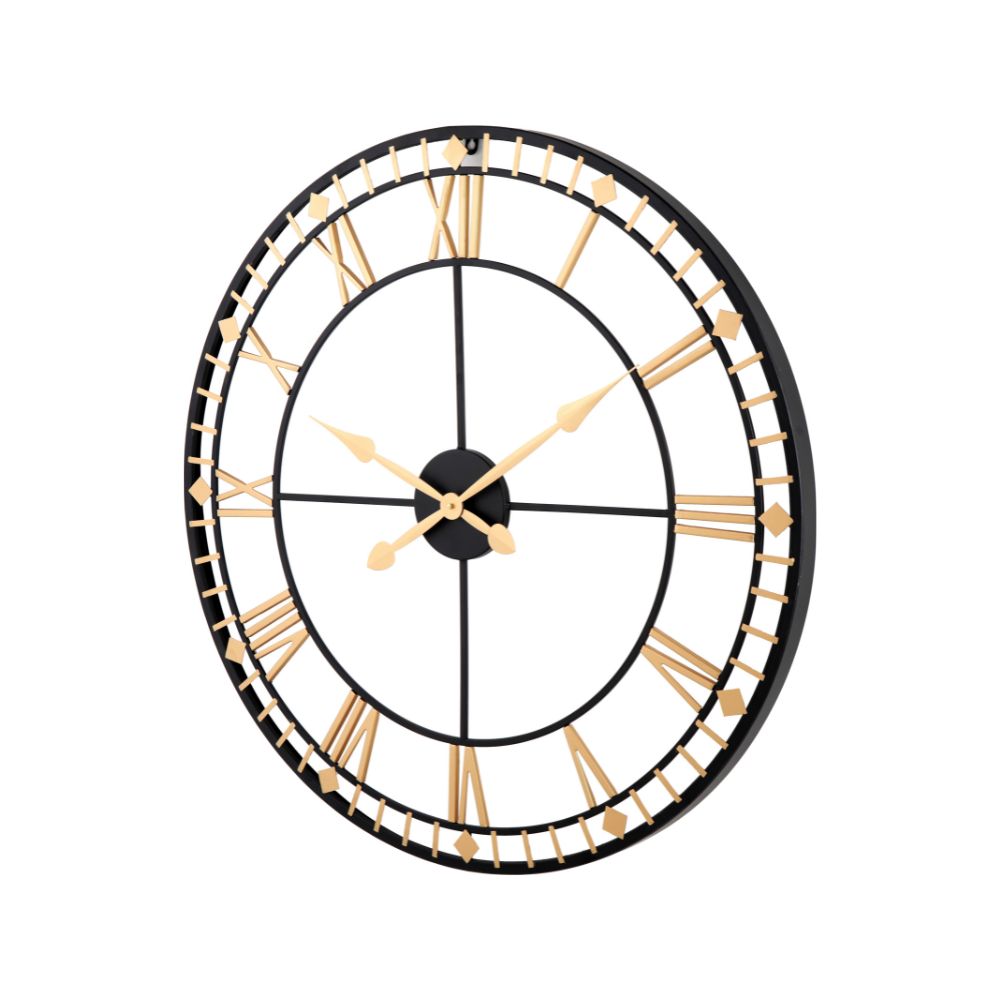 Metal Antique Bronze and Gold Round Large Wall Clock