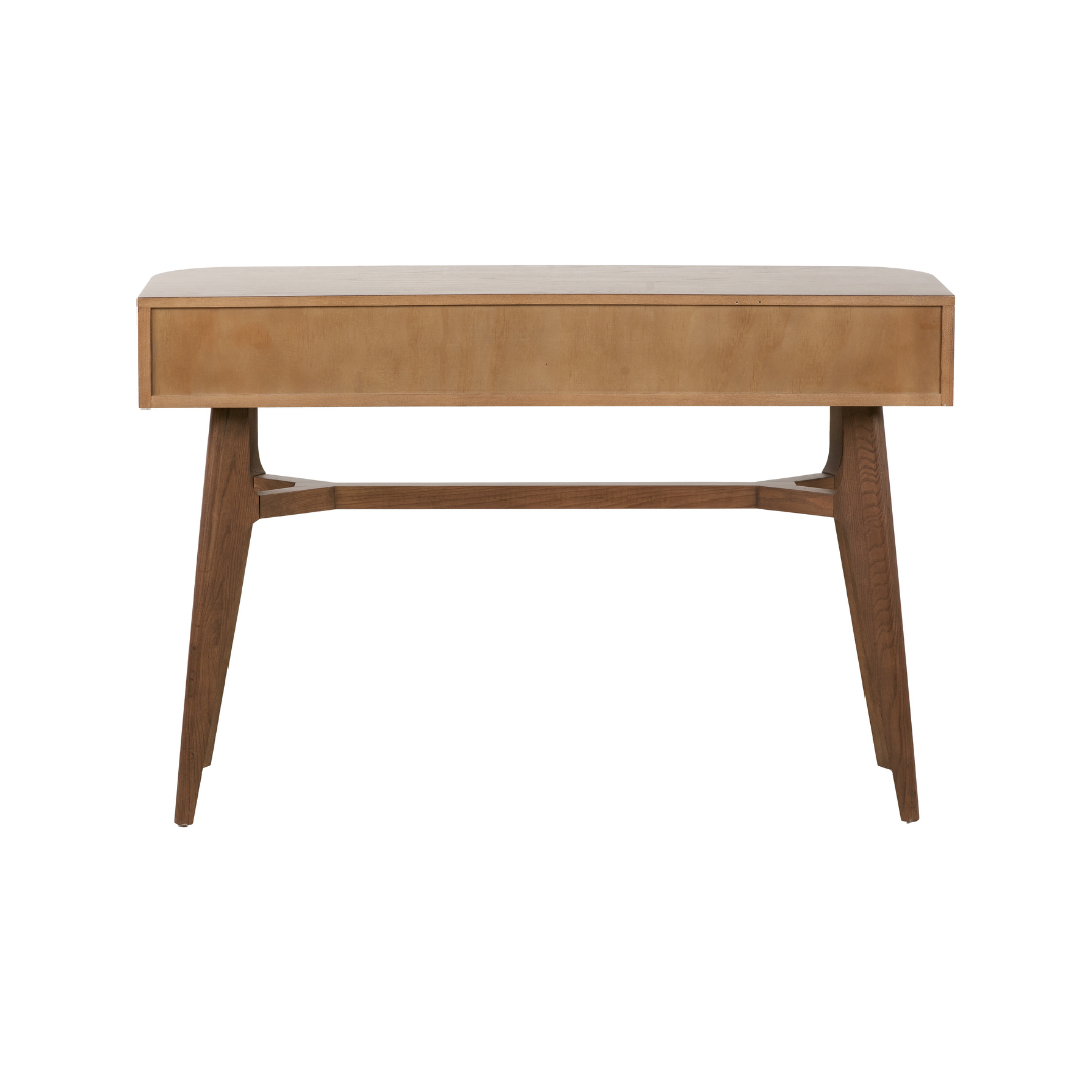 Elias Dark Ash Wood Retro 2 Drawer Console Table