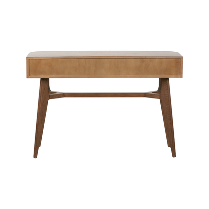 Elias Dark Ash Wood Retro 2 Drawer Console Table
